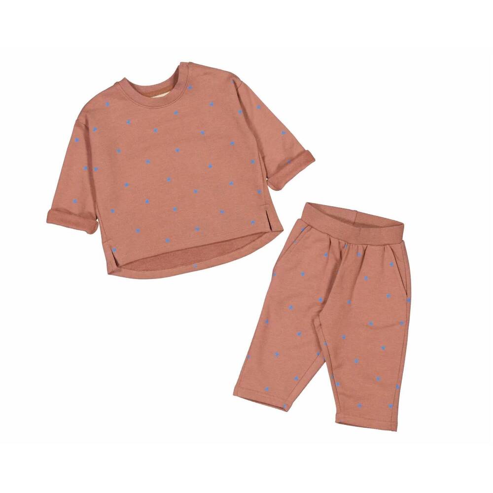 NEW MARMAR COPENHAGEN girls' heart sweat set in burnt orange/burgundy